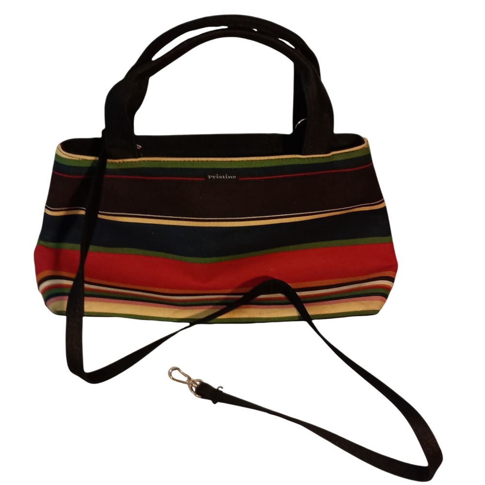 90s Pristine‎ Structured Striped Rainbow  Bag Purse Vintage SKUCH090 - Picture 6 of 9